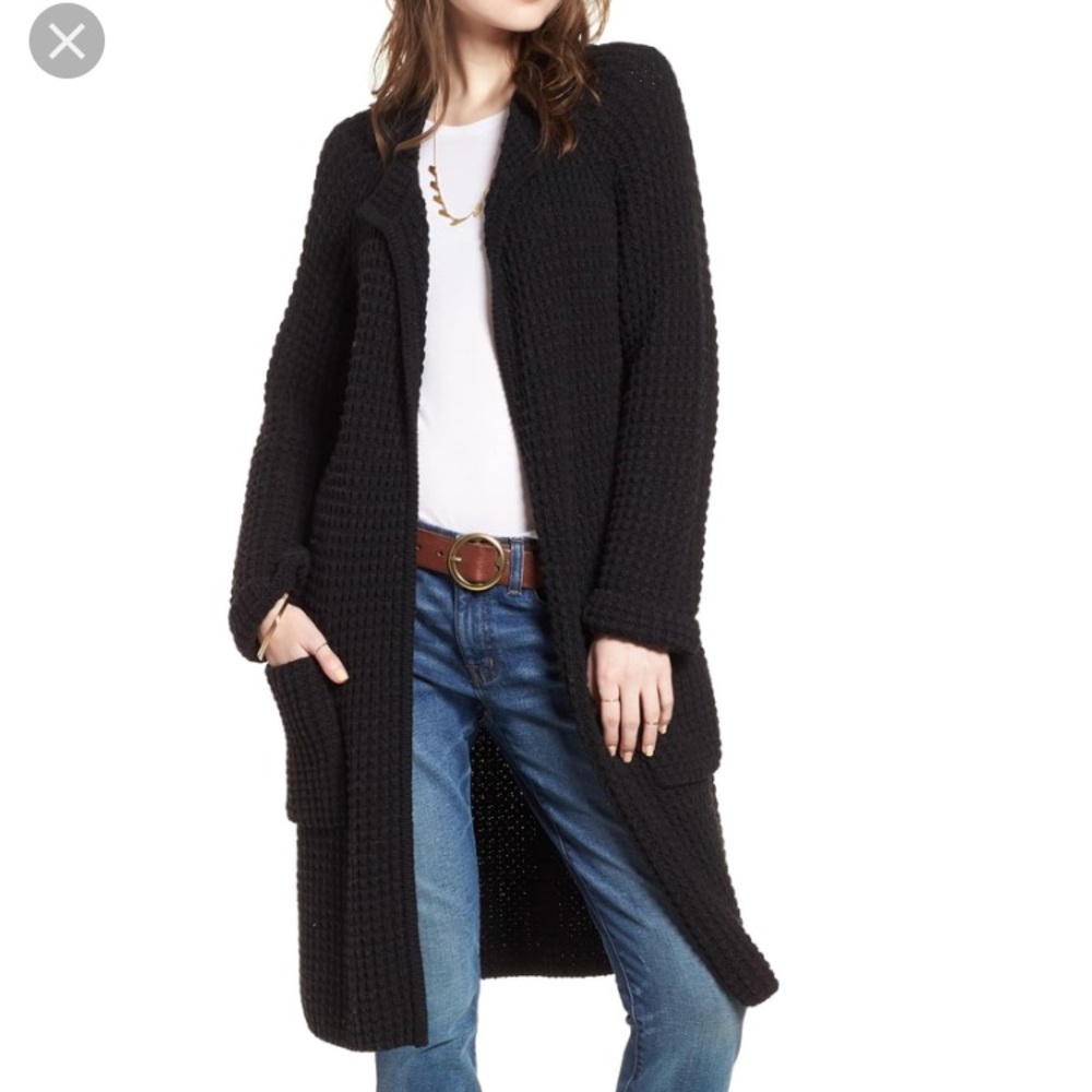 Madewell Waffle Stitch Sweater Coat - Grey